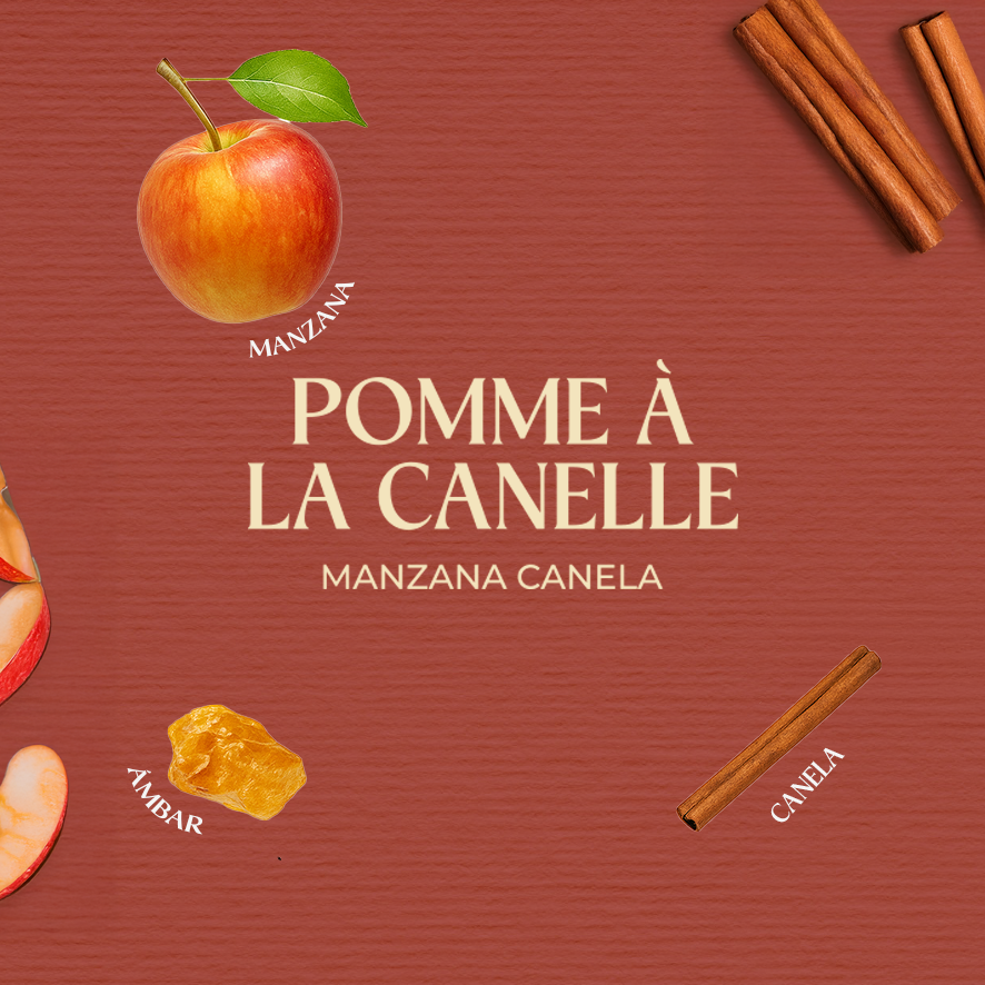 Vela aromática con cuarzos Manzana Canela 220g
